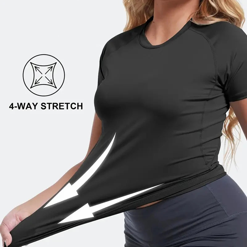 Women's Compression Shirt Short Sleeve Athletic Yoga Running