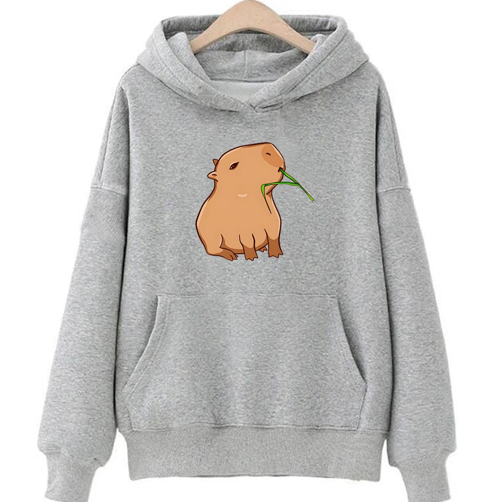 Funny Capybara Print Hoodie Women/Men Kawaii Cartoon Tops