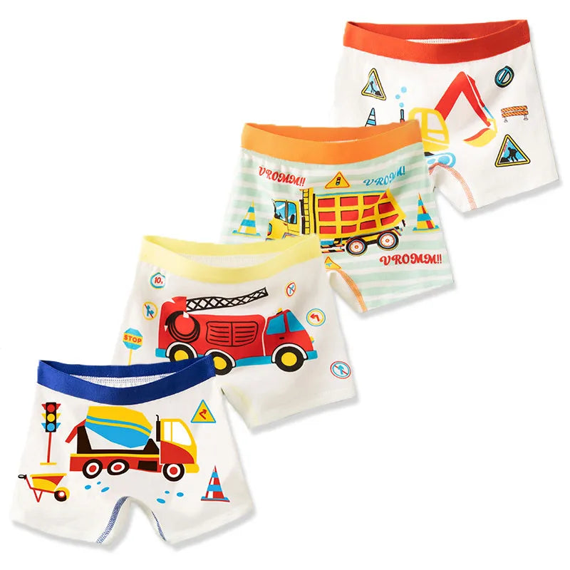 Multipack Cotton Boy Boxer Brief Fun Excavator Pattern