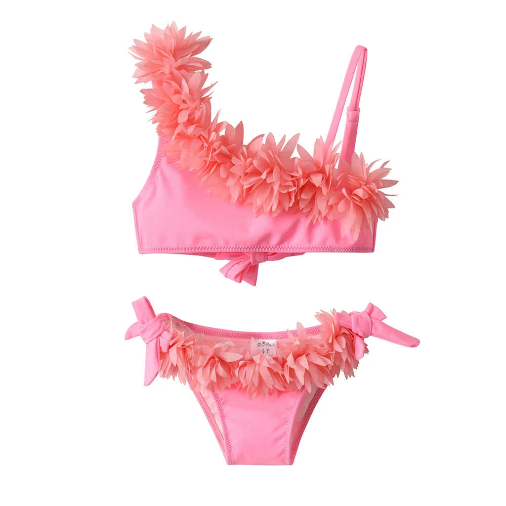 DXTON Girls Bikinis Sets Kids Ruffle Tops Shorts
