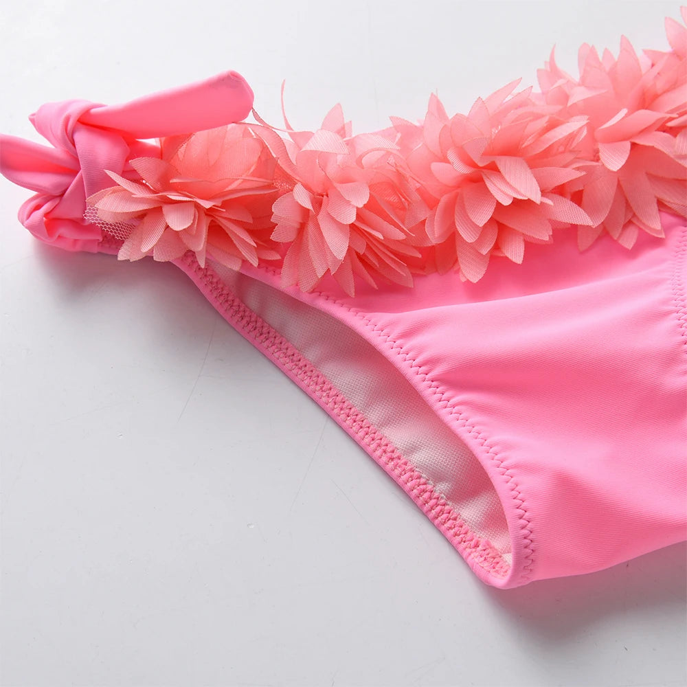 DXTON Girls Bikinis Sets Kids Ruffle Tops Shorts