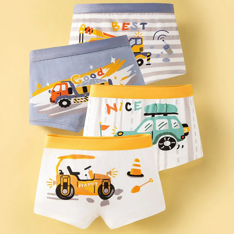 Multipack Cotton Boy Boxer Brief Fun Excavator Pattern