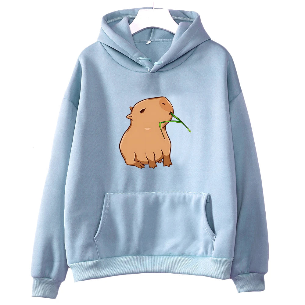 Funny Capybara Print Hoodie Women/Men Kawaii Cartoon Tops