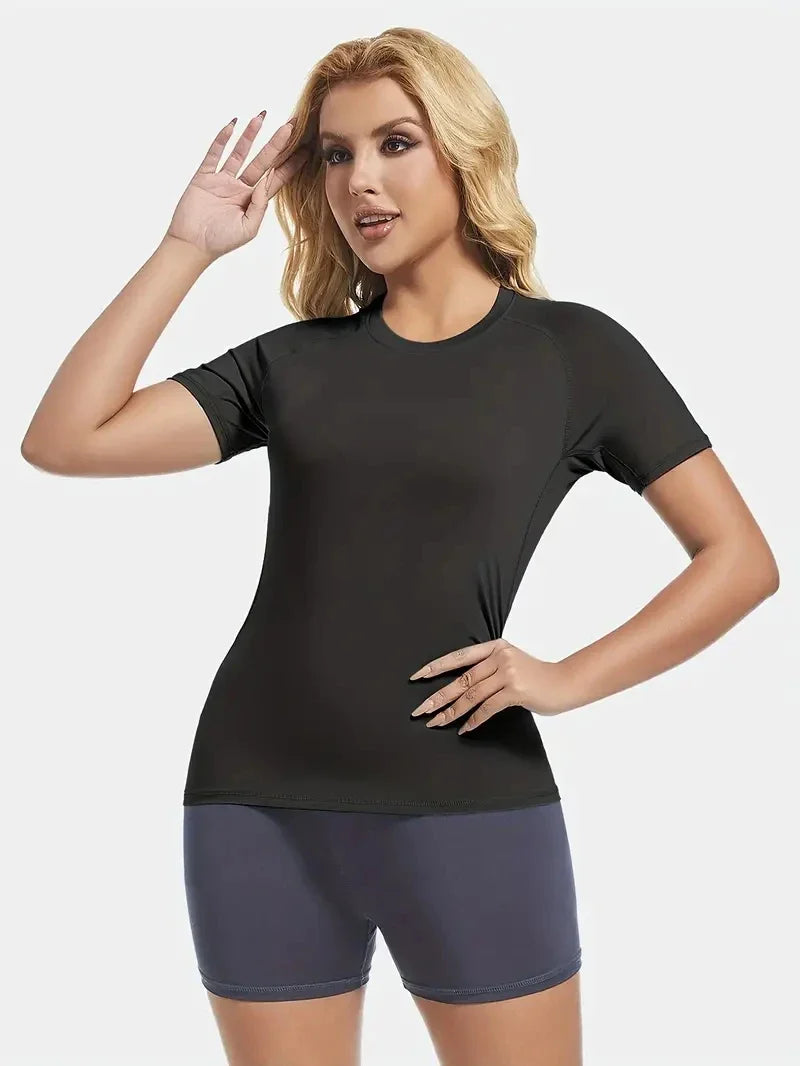 Women's Compression Shirt Short Sleeve Athletic Yoga Running