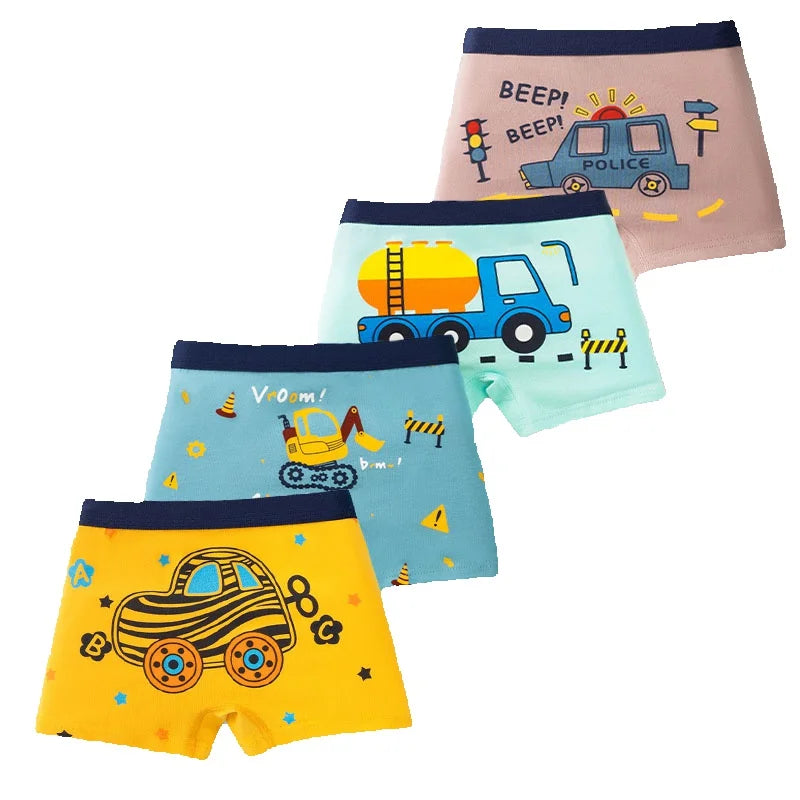 Multipack Cotton Boy Boxer Brief Fun Excavator Pattern