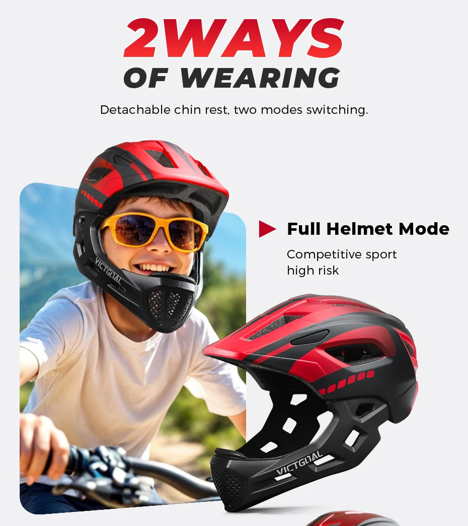 VICTGOAL Kids Detachable Full Face Bicycle Helmet Child