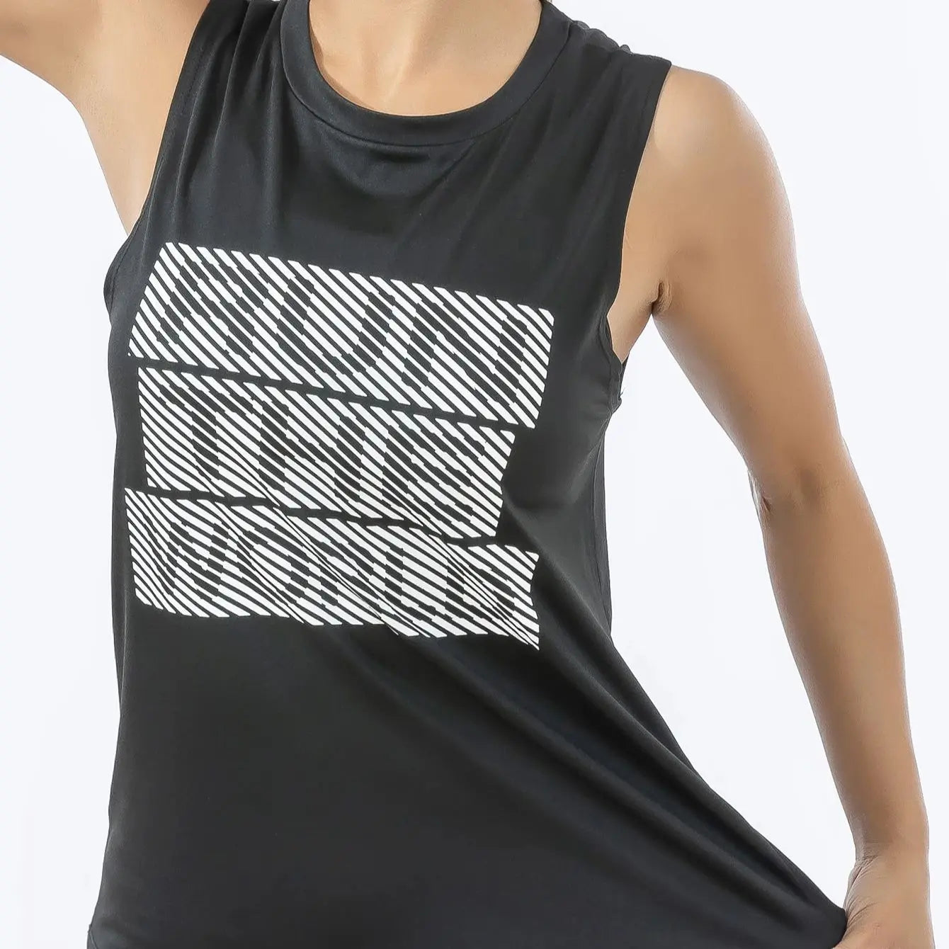 Women's Retro Quick-Dry Black Sports Tank Top, Sleeveless