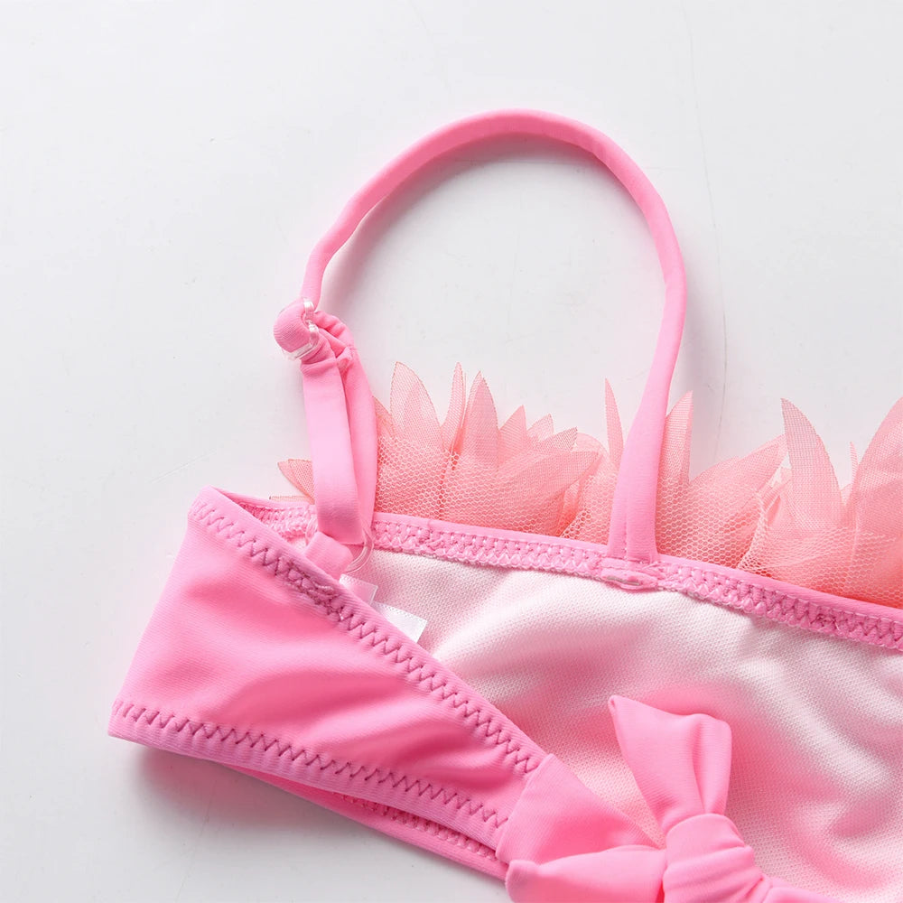 DXTON Girls Bikinis Sets Kids Ruffle Tops Shorts