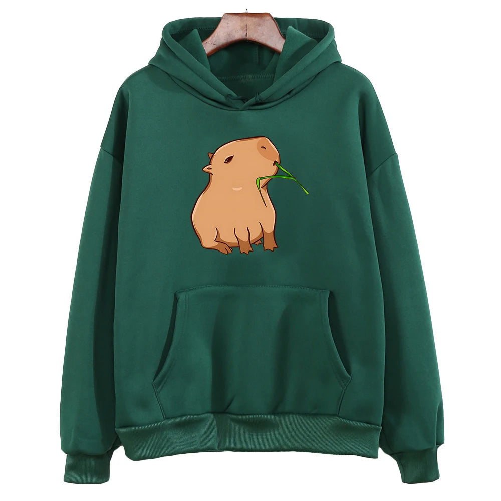 Funny Capybara Print Hoodie Women/Men Kawaii Cartoon Tops