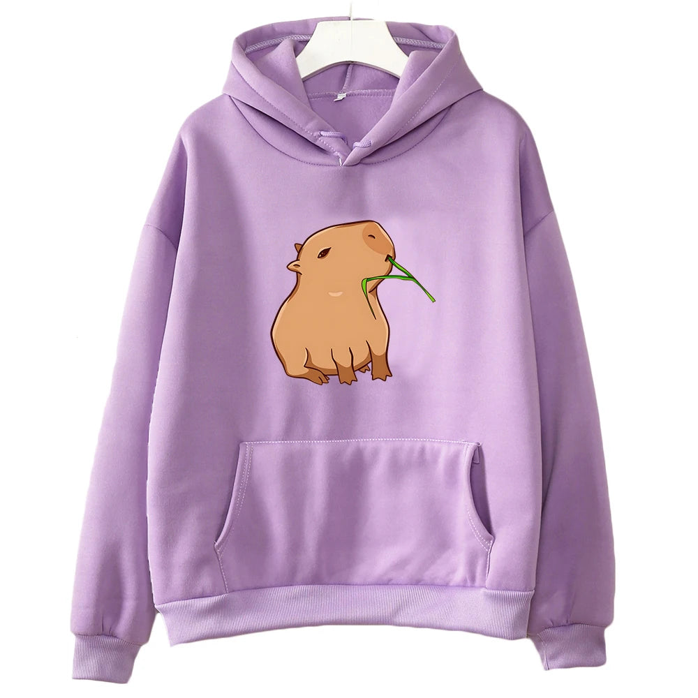 Funny Capybara Print Hoodie Women/Men Kawaii Cartoon Tops