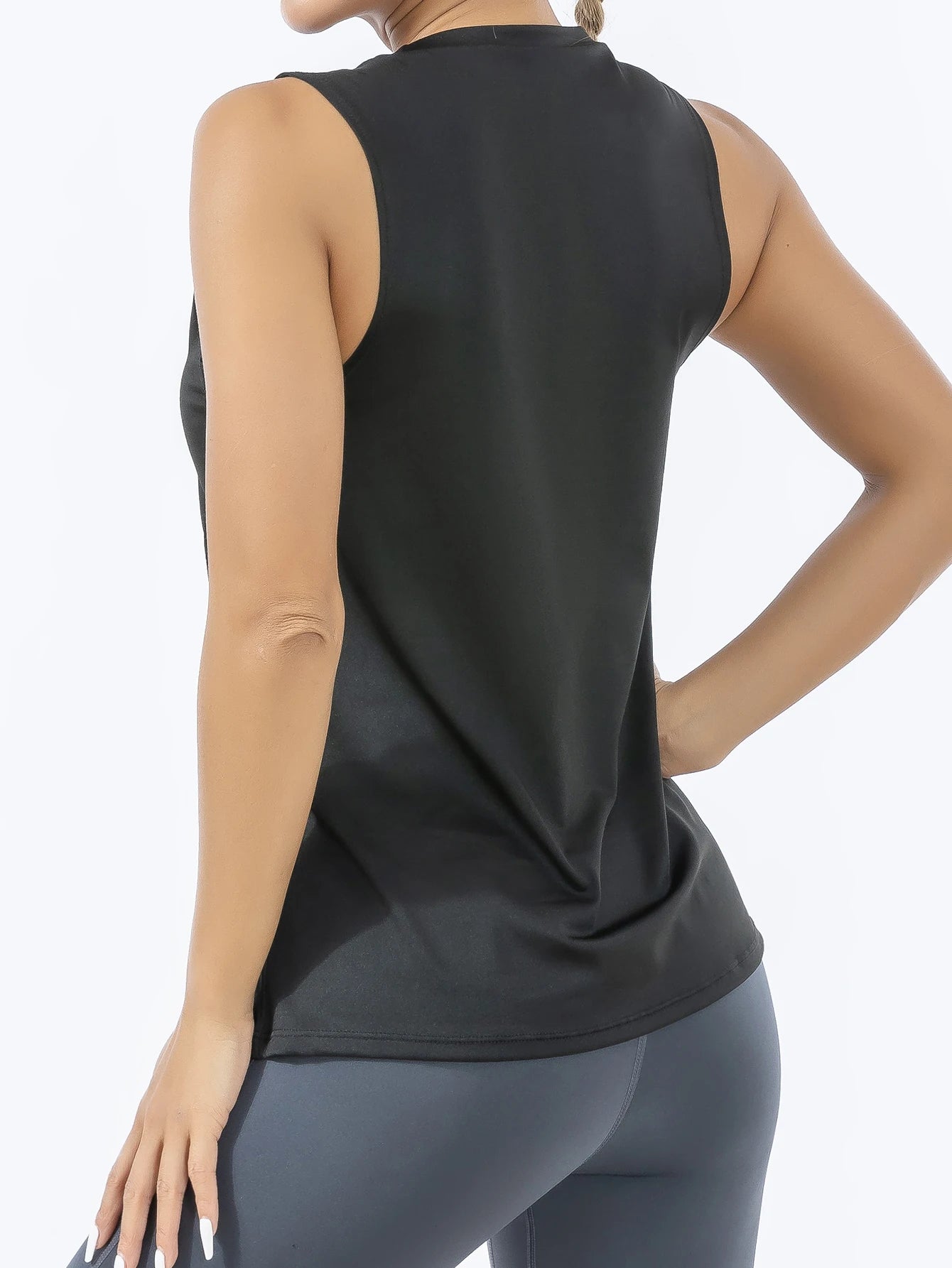 Women's Retro Quick-Dry Black Sports Tank Top, Sleeveless