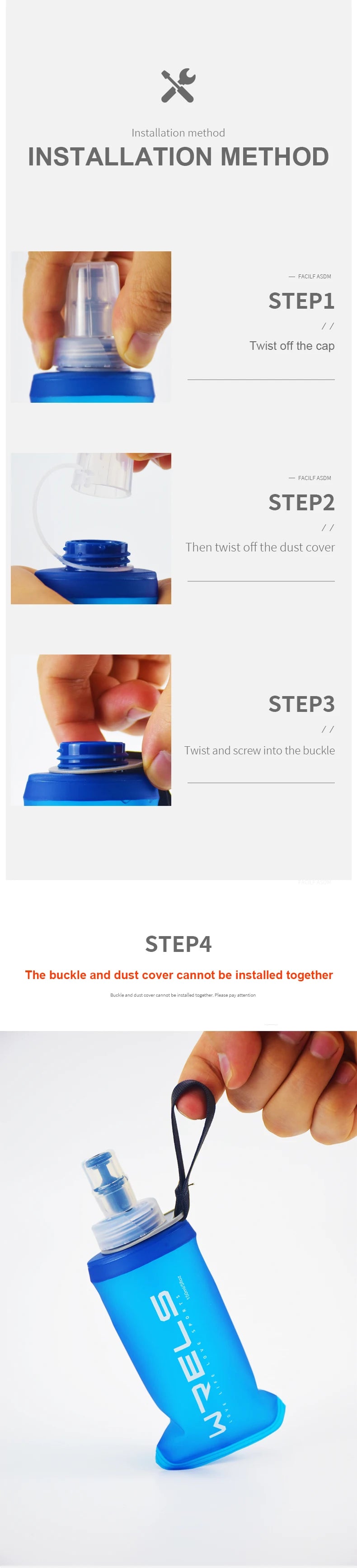 WRELS Folding Water Bottle TPU BPA-Free Collapsible Soft