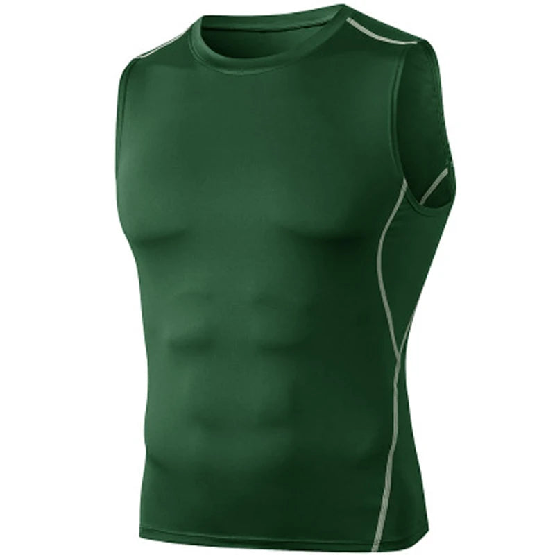 Men Quick Dry Running T-Shirts Compression Sleeveless Quick-drying