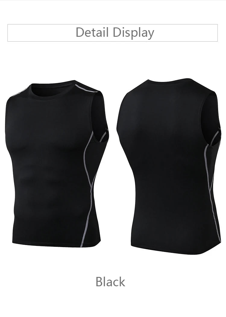 Men Quick Dry Running T-Shirts Compression Sleeveless Quick-drying