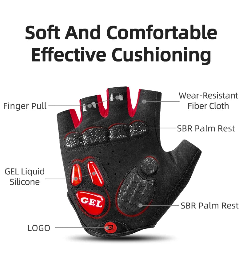 ROCKBROS Cycling Gloves Half Finger Shockproof Wear Resistant