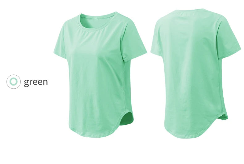 Women Yoga Top Solid Short Sleeve Sport T-Shirt