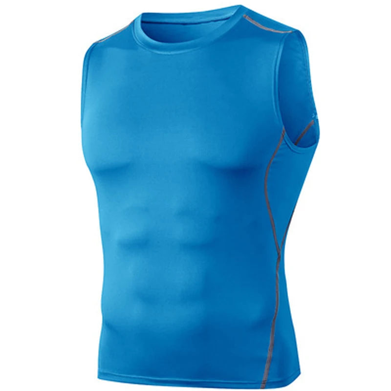 Men Quick Dry Running T-Shirts Compression Sleeveless Quick-drying