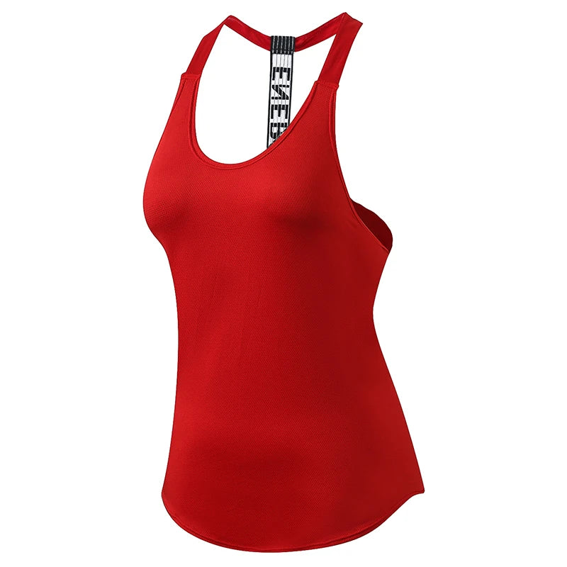 Women's Backless Gym Top with Letter Print