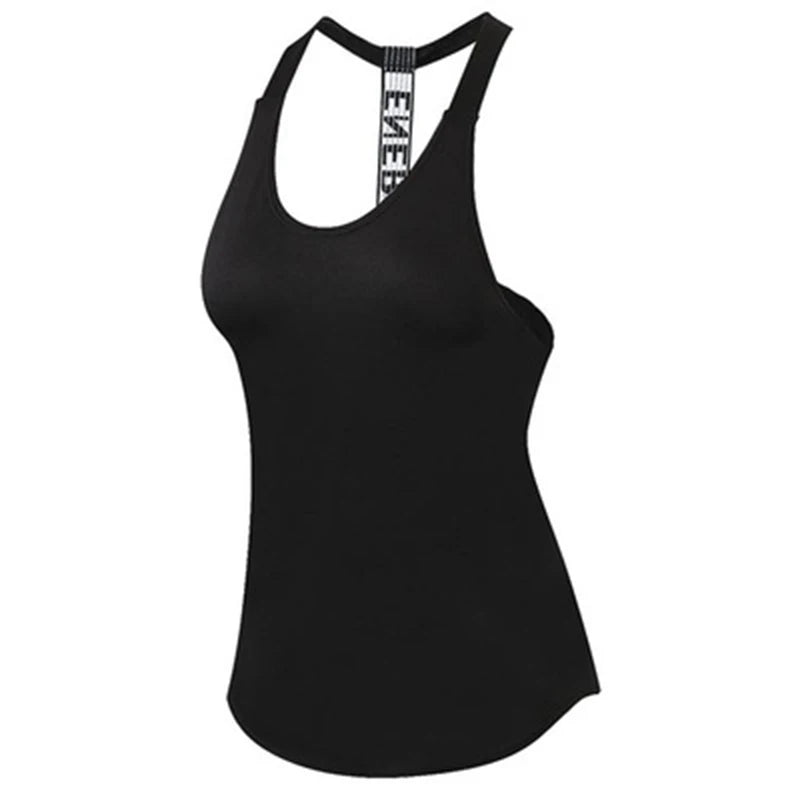 Women's Backless Gym Top with Letter Print