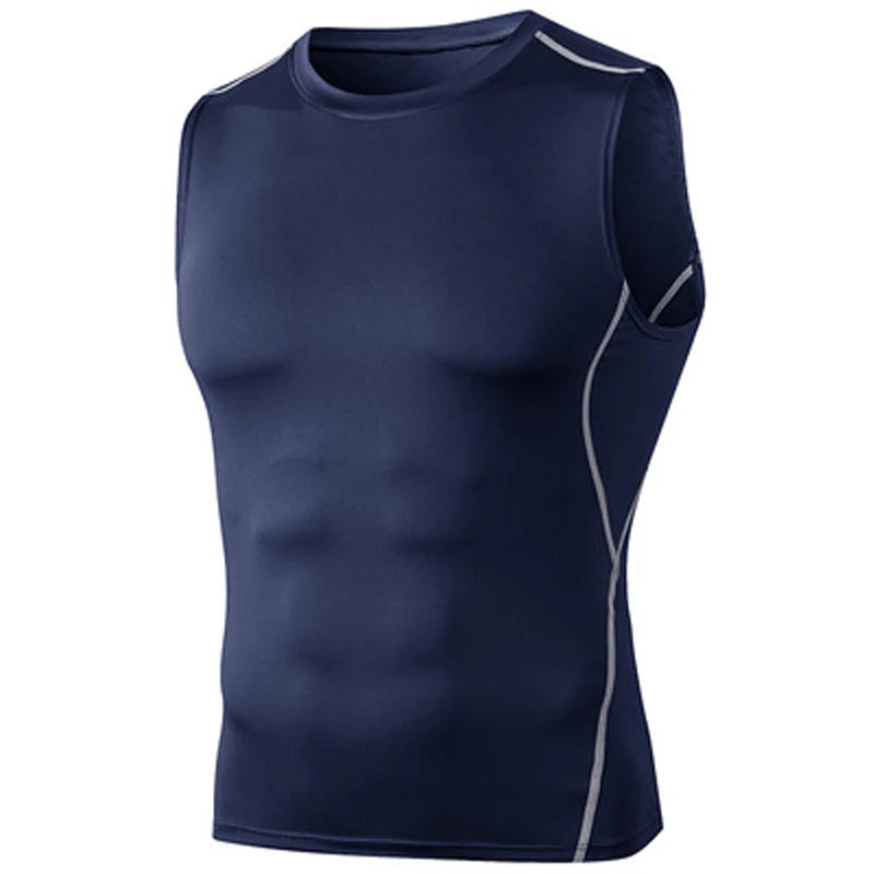 Men Quick Dry Running T-Shirts Compression Sleeveless Quick-drying