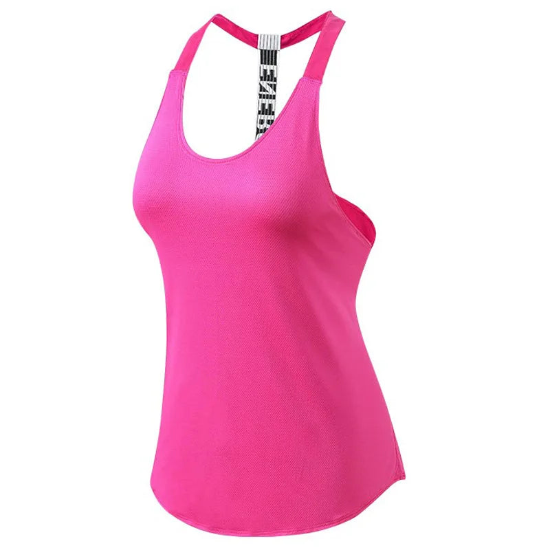 Women's Backless Gym Top with Letter Print