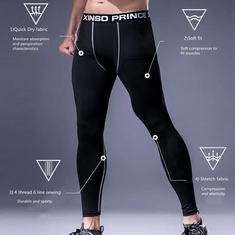 Mens Tight Gym Compression Pants Quick Dry Fit