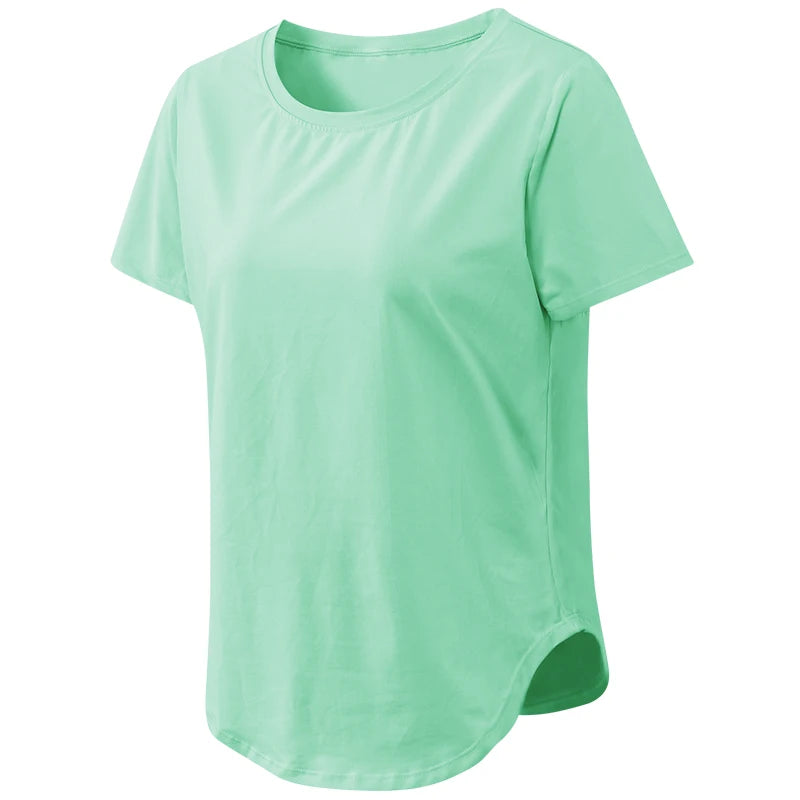 Women Yoga Top Solid Short Sleeve Sport T-Shirt