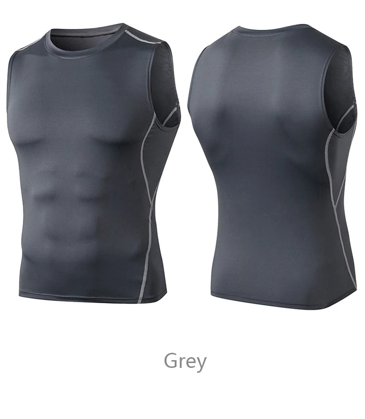 Men Quick Dry Running T-Shirts Compression Sleeveless Quick-drying