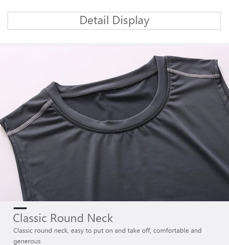 Men Quick Dry Running T-Shirts Compression Sleeveless Quick-drying