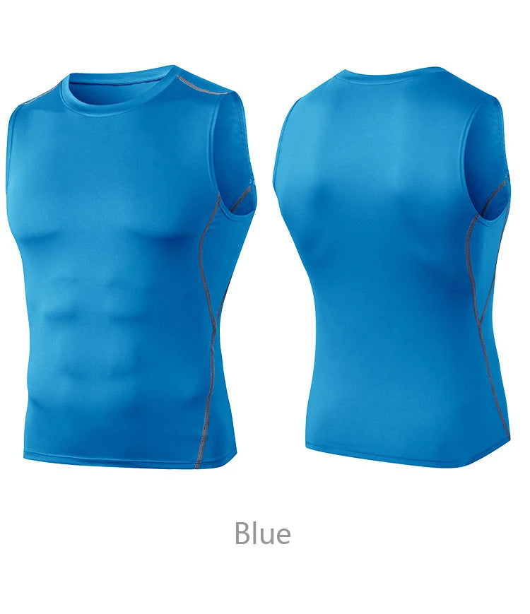 Men Quick Dry Running T-Shirts Compression Sleeveless Quick-drying
