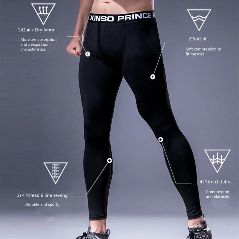 Men's Quick-Dry Compression Gym Leggings, image 6 of 13