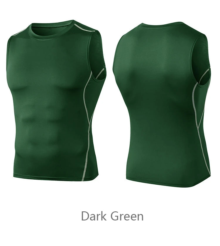 Men Quick Dry Running T-Shirts Compression Sleeveless Quick-drying