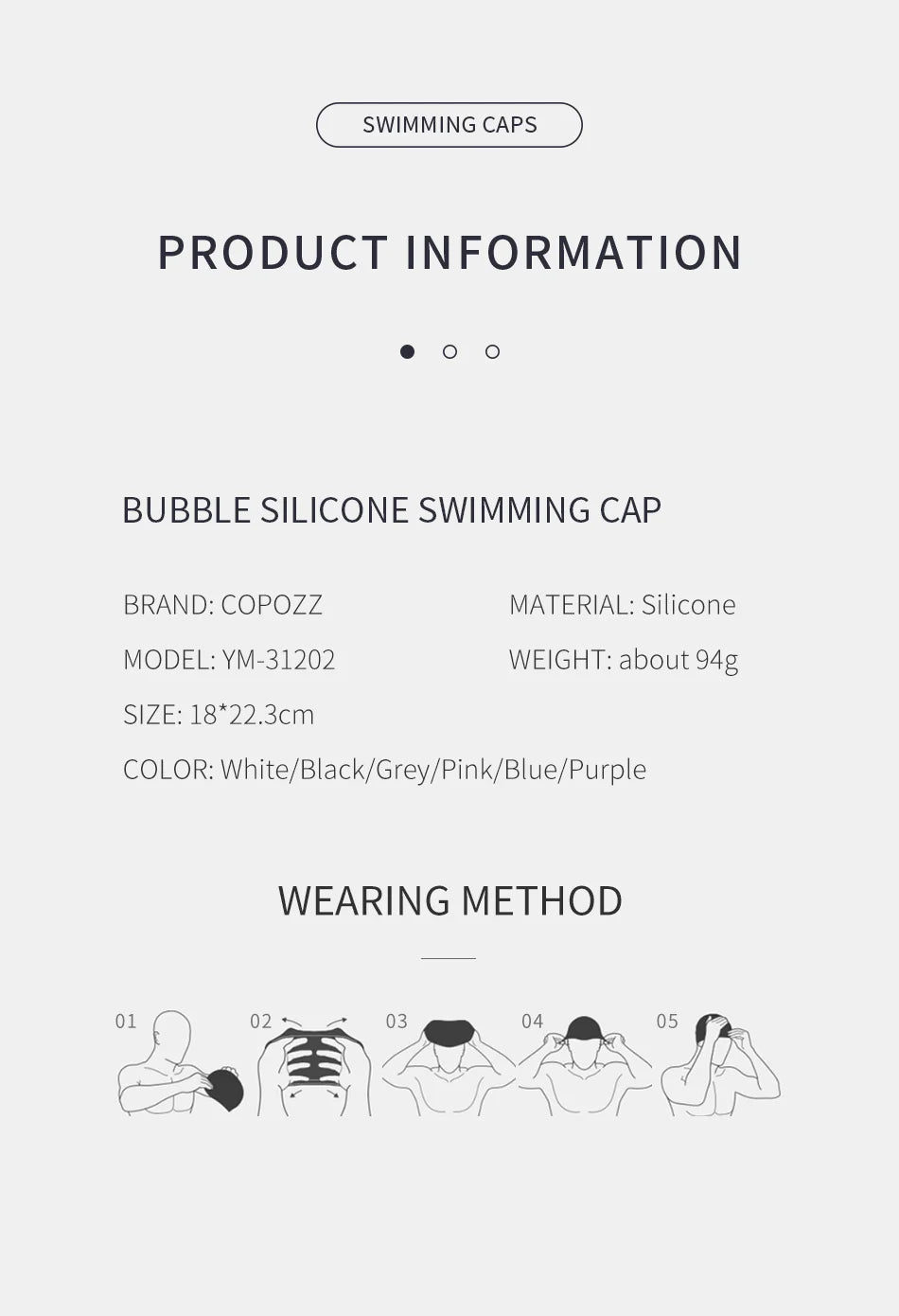 COPOZZ Men's Large Silicone Swimming Cap