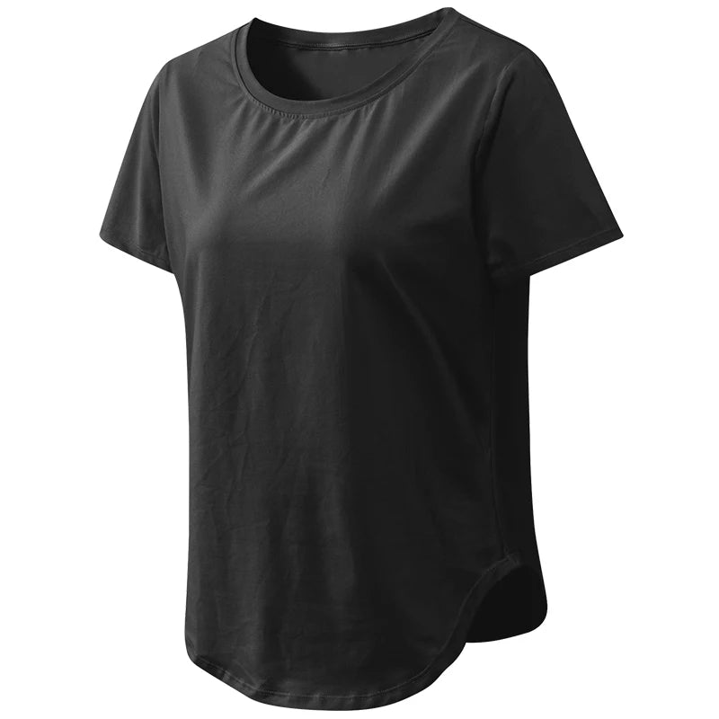 Women Yoga Top Solid Short Sleeve Sport T-Shirt