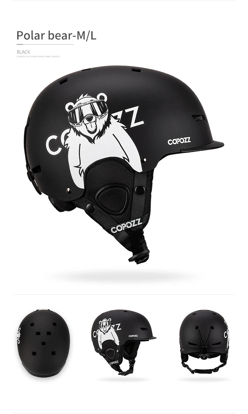 COPOZZ New Ski helmet Cartoons Half-covered Anti-impact Safety