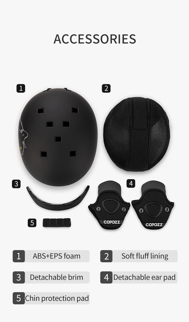 COPOZZ New Ski helmet Cartoons Half-covered Anti-impact Safety