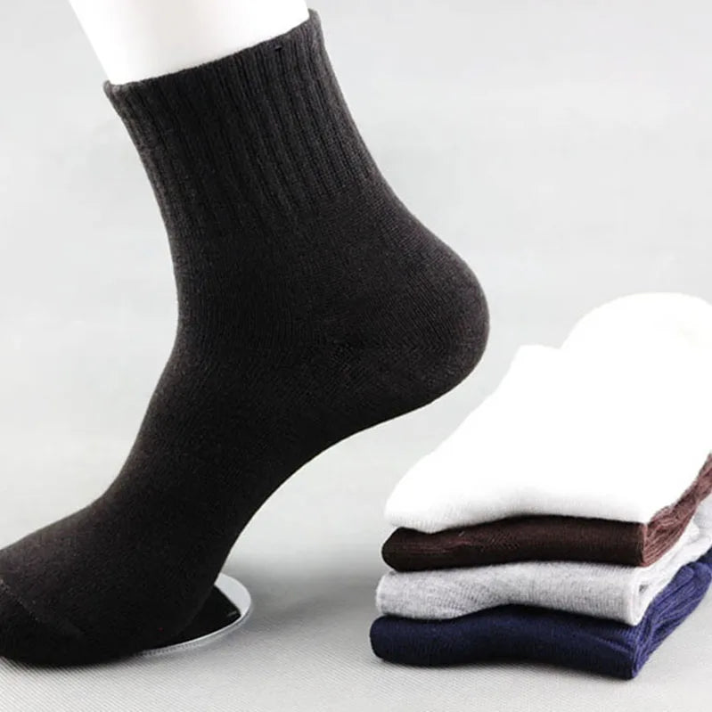Men's All-Season Cotton Business Socks, 5 Pairs
