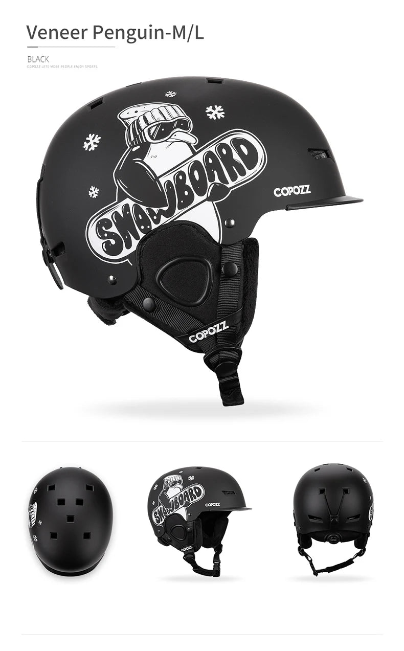 COPOZZ New Ski helmet Cartoons Half-covered Anti-impact Safety