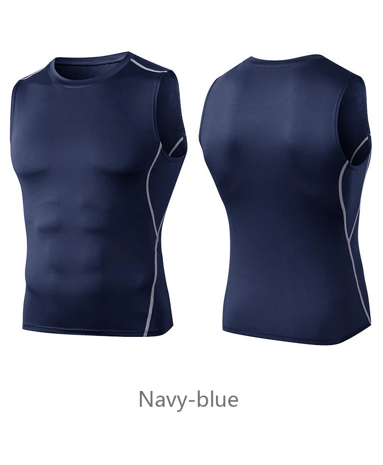 Men Quick Dry Running T-Shirts Compression Sleeveless Quick-drying