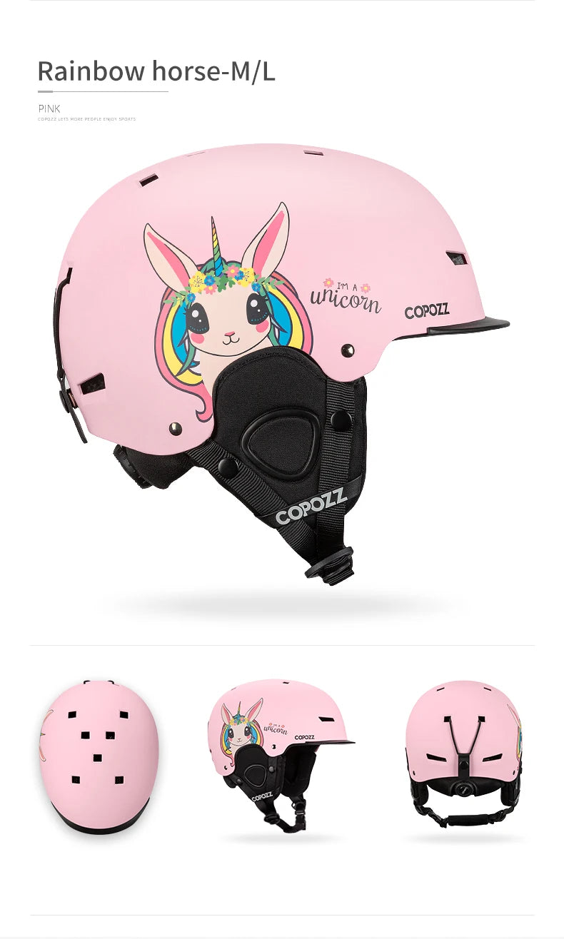 COPOZZ New Ski helmet Cartoons Half-covered Anti-impact Safety