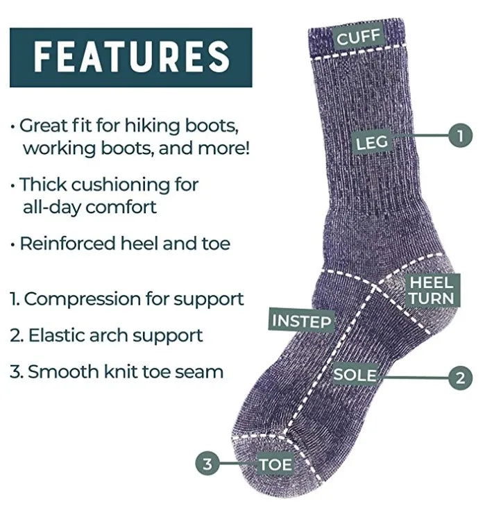 Unisex Merino Blend Hiking Socks, 1-4 Pairs