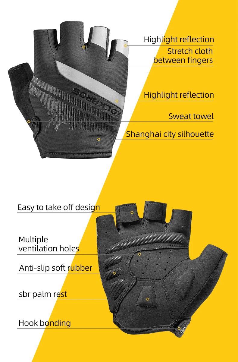ROCKBROS Cycling Gloves Half Finger Shockproof Wear Resistant