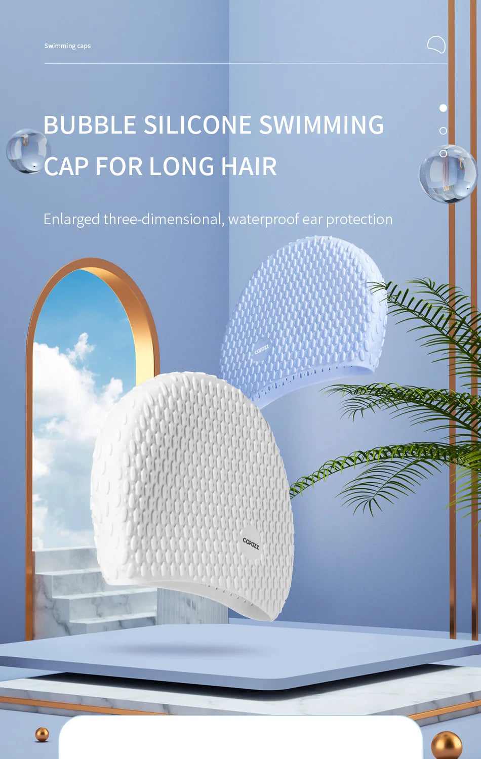 COPOZZ Men's Large Silicone Swimming Cap, image 8 of 24