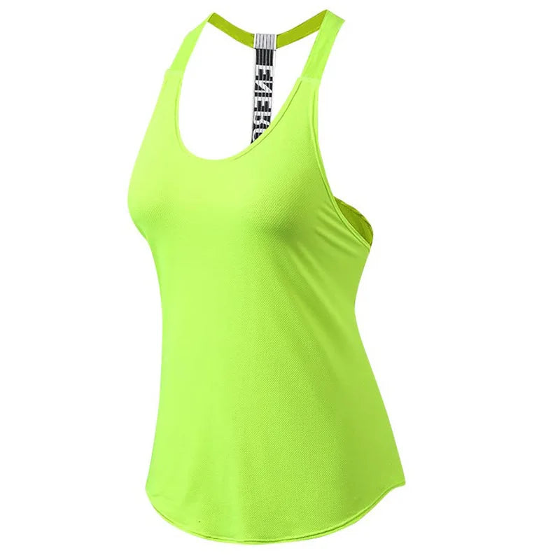 Women's Backless Gym Top with Letter Print