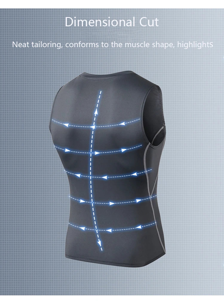 Men Quick Dry Running T-Shirts Compression Sleeveless Quick-drying