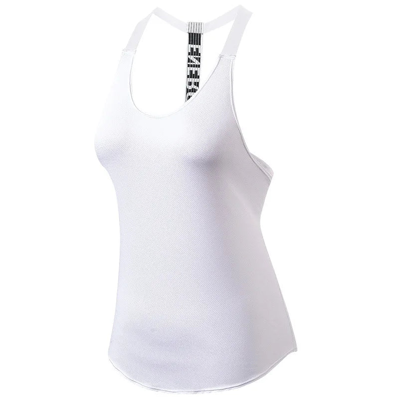 Women's Backless Gym Top with Letter Print