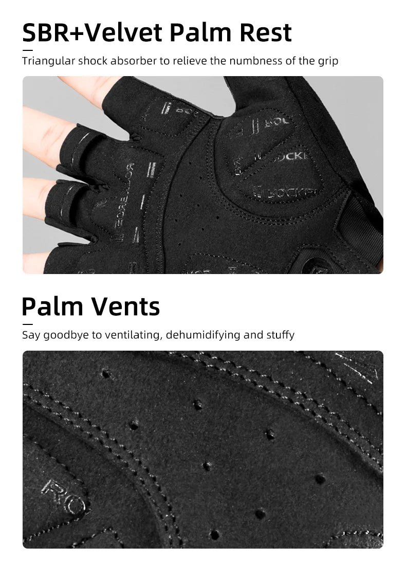 ROCKBROS Cycling Gloves Half Finger Shockproof Wear Resistant