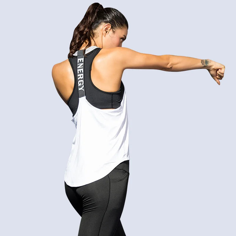 Women's Backless Gym Top with Letter Print