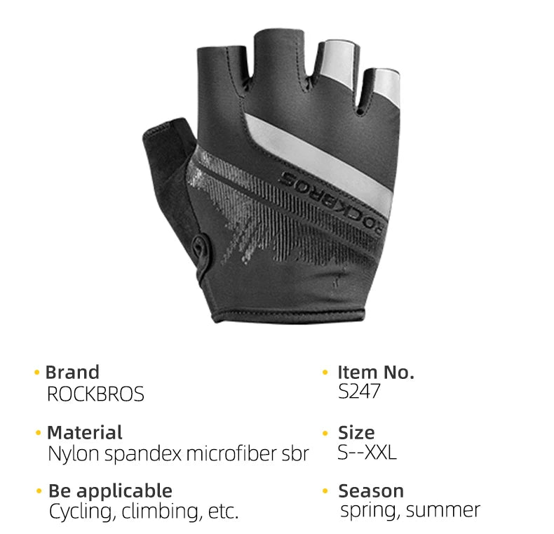 ROCKBROS Cycling Gloves Half Finger Shockproof Wear Resistant