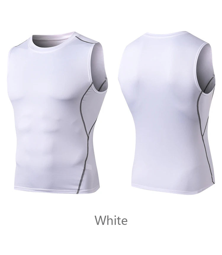Men Quick Dry Running T-Shirts Compression Sleeveless Quick-drying